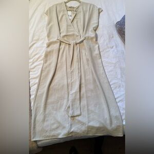 Zara Cream Tunic Textured Fabric with Belted Front
